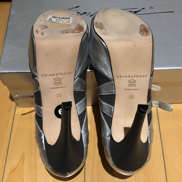 Brian Atwood silver platform open tor heels size 36 - Picture 4 of 11